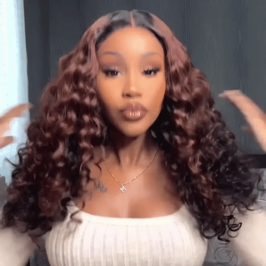Water Wave Wig – Peekaboo Ombre Brown & 5x5 Lace