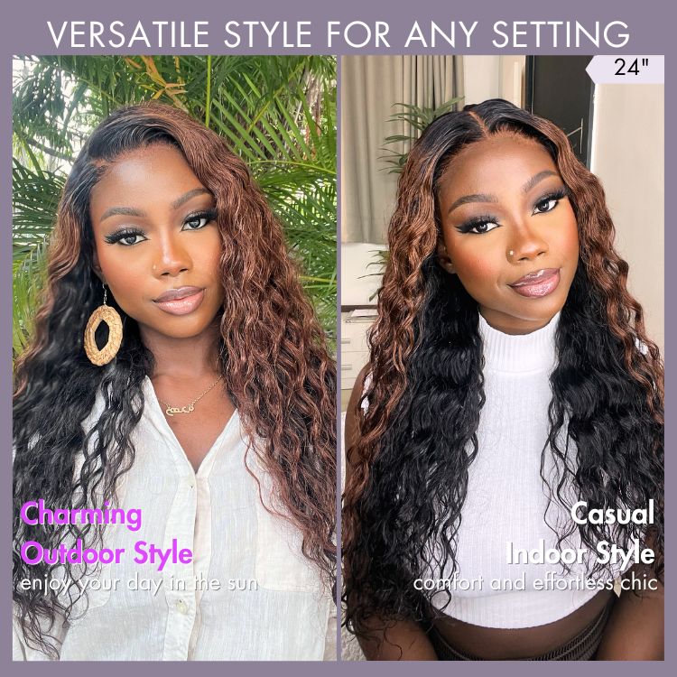 Water Wave Wig – Peekaboo Ombre Brown & 5x5 Lace