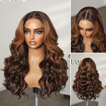 Loose Body Wave Wig – Copper Ombre Highlights & 5x5 Lace