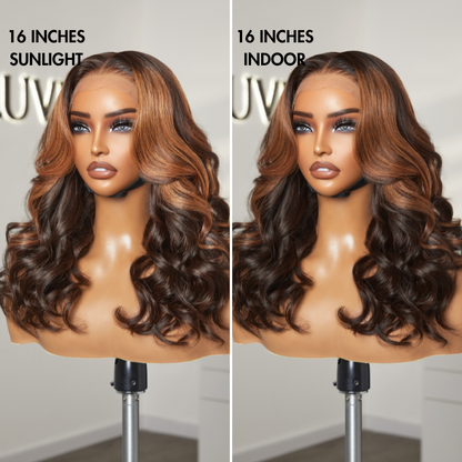 Loose Body Wave Wig – Copper Ombre Highlights & 5x5 Lace