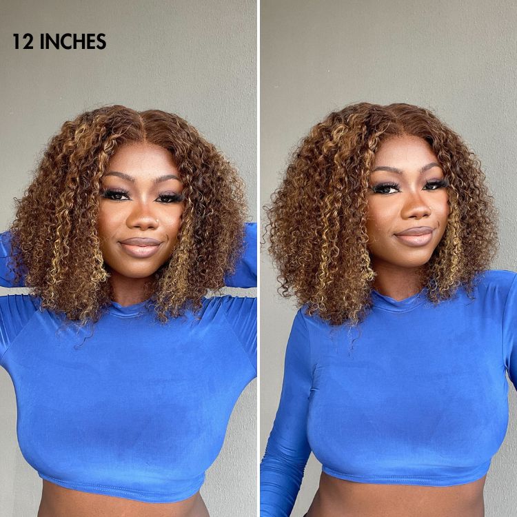 Luvme Hair 180% Density Honey Blonde Highlight Kinky Curly Glueless 5x5 Closure HD Lace Wig Breathable Cap