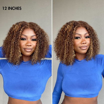 Luvme Hair 180% Density Honey Blonde Highlight Kinky Curly Glueless 5x5 Closure HD Lace Wig Breathable Cap