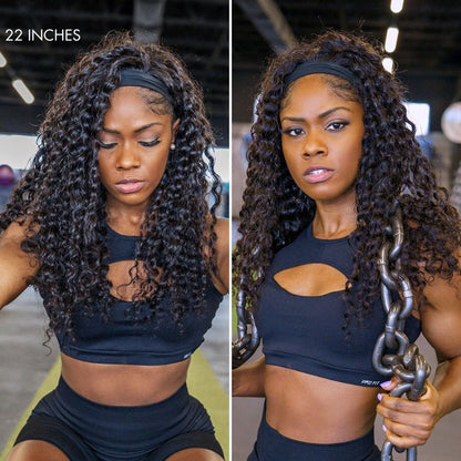 Throw On & Go Glueless Deep Wave No Lace Human Hair Headband Wig