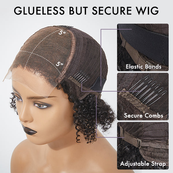Wet and Wavy 5x5 Closure Pre-Cut Lace Water Wave Wig Glueless Side Part Human Hair Wig