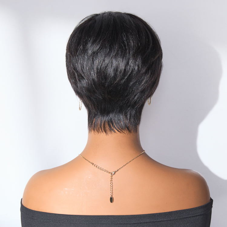 Throw On & Go Short Cut with Bangs Wig Ultra Comfort Cotton Cap Glueless Wig Hair Loss Friendly