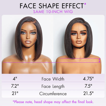 PreMax Wigs - Nature Max Yaki / Silky Bob Ear-to-Ear Glueless 13x6 Frontal HD Lace Short Bob Wig