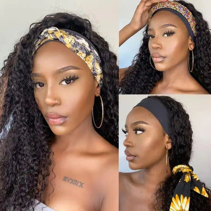 Black Deep Wave Headband Wig (Get Free Trendy Headbands)