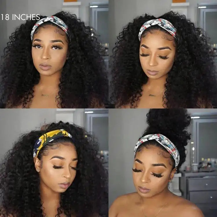Black Deep Wave Headband Wig (Get Free Trendy Headbands)