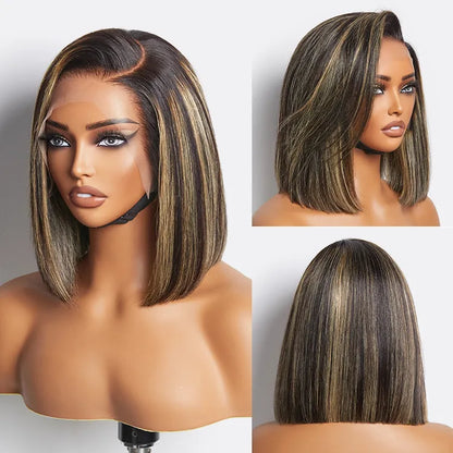 Bob Wig – Blonde Highlights / Natural Black & Glueless