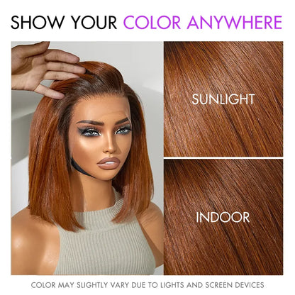 Blunt Cut Bob Wig – Ginger Ombre & 13x4 Lace