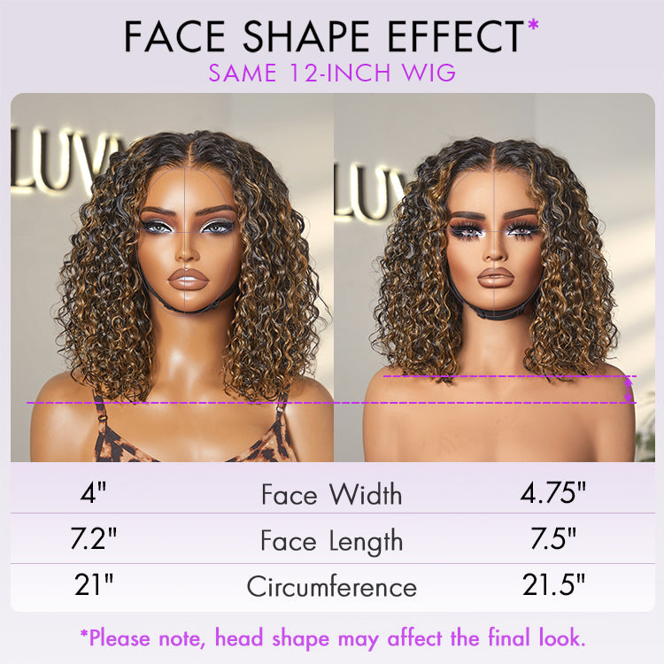 Brown Highlight / Natural Black / Blonde Highlight Deep Curly Glueless 5x5 Closure Pre-Cut Lace Wig Breathable Cap