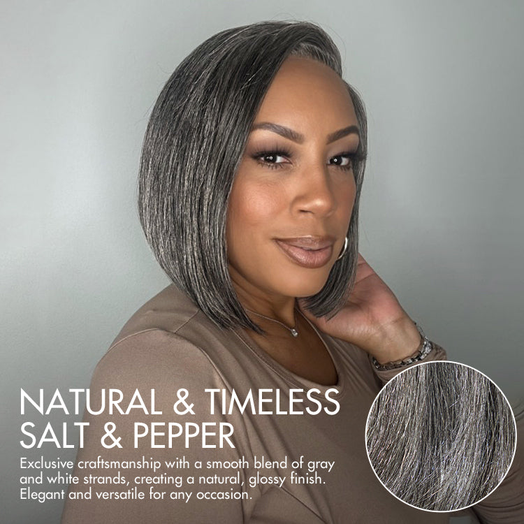 AiryFit™ Scalp Care Wigs -Salt and Pepper Glueless Minimalist HD Lace Bob Wig Pre-Cut Lace - US Only