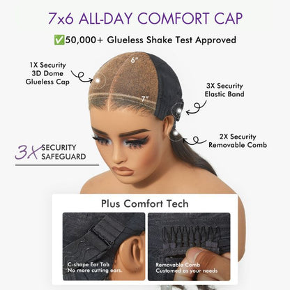 Luvme All-Day Comfort™ Wig 180% Density Blonde Highlight Loose Body Wave 7x6 Closure HD Lace Human Hair Wig Pre-Cut Lace