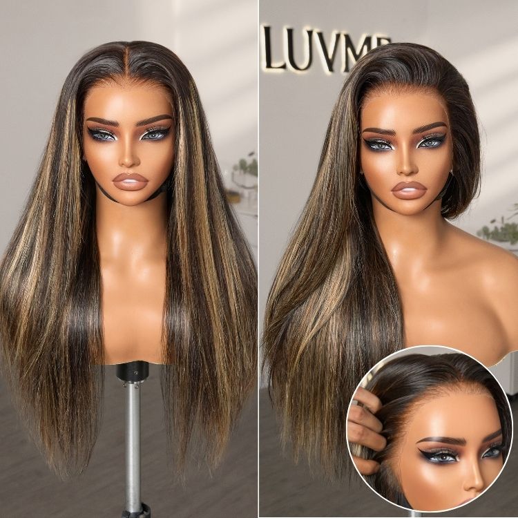 Silky Straight Wig – Blonde Highlights & 13x4 Lace