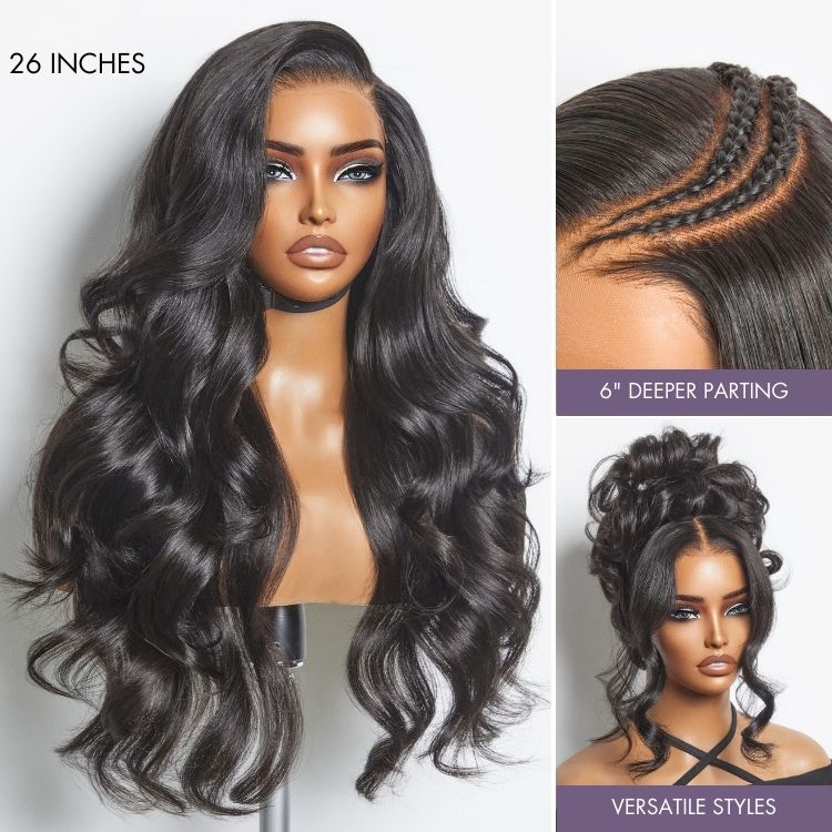 Luvme All-Day Comfort™ Wig 180% Density Layered Light Yaki Straight / Loose Body Wave Glueless 7x6 Closure HD Lace Human Hair Wig Pre-Cut Lace