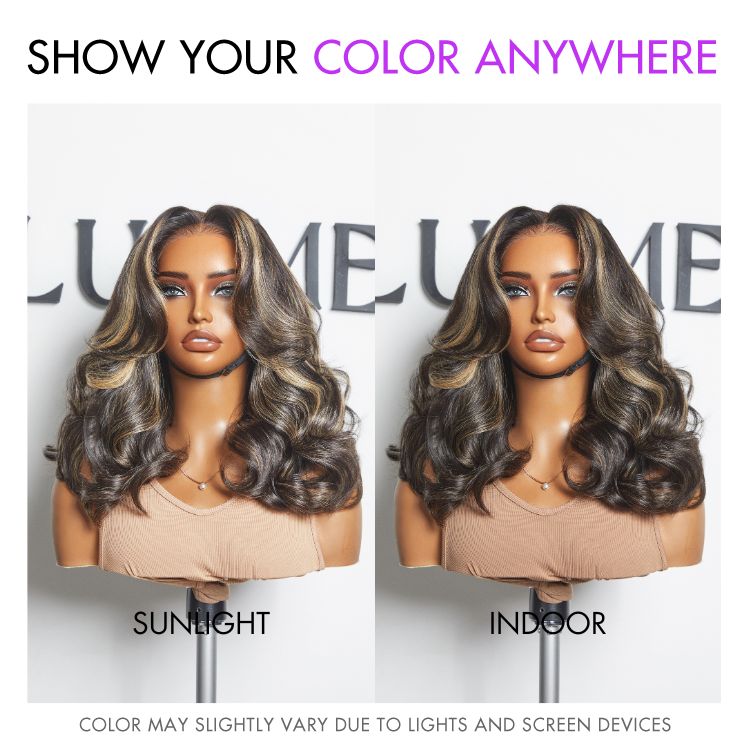 Curtain Bangs Blonde Highlight Loose Wave Glueless 5x5 Closure Pre-Cut Lace Wig All Head Sizes Fit Cap