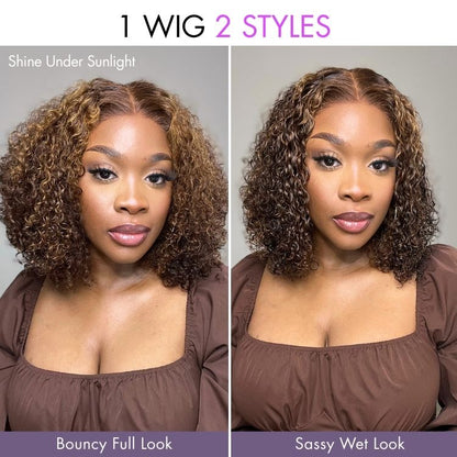 Curly Bob Wig – Brown Mix & 13x4 Lace