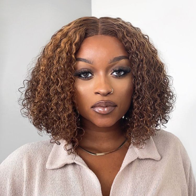 Curly Bob Wig – Brown Mix & 13x4 Lace