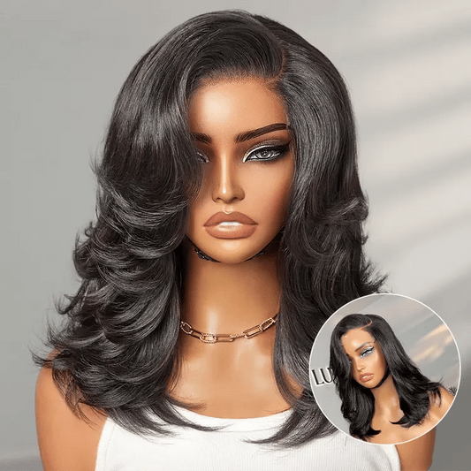 Effortlessly Chic Layered Haircut Wavy Glueless HD Minimalist Lace Short Wig