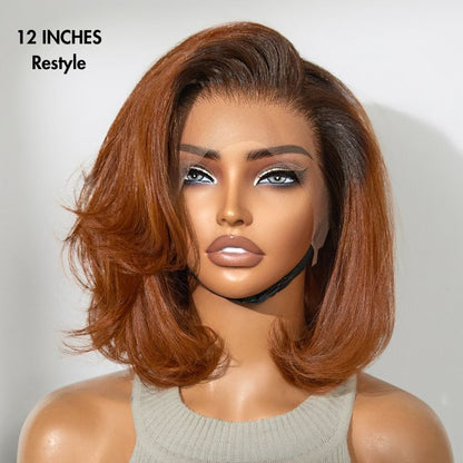 Blunt Cut Bob Wig – Ginger Ombre & 13x4 Lace