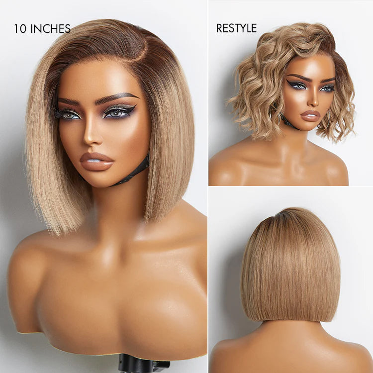 Put On & Go Blunt Cut Straight Bob Minimalist HD Lace Glueless C Part Wig