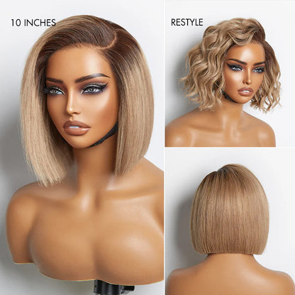 Put On & Go Blunt Cut Straight Bob Minimalist HD Lace Glueless C Part Wig