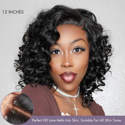 Effortless Elegance Copper Highlight / Natural Black Bouncy Curl Wig Minimalist HD Lace Glueless Wig Pre-Cut Lace