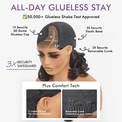Luvme All-Day Comfort™ Wig Brown Highlight Blunt Cut Bob Glueless Minimalist HD Lace Wig Pre-Cut Lace