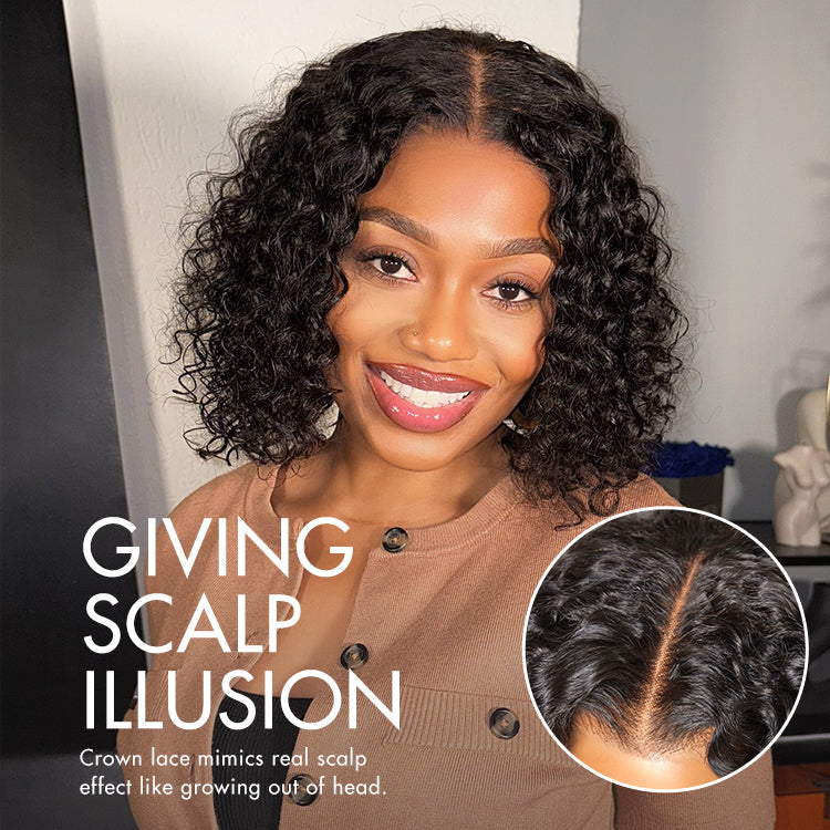 Brown Highlight / Natural Black / Blonde Highlight Deep Curly Glueless 5x5 Closure Pre-Cut Lace Wig Breathable Cap