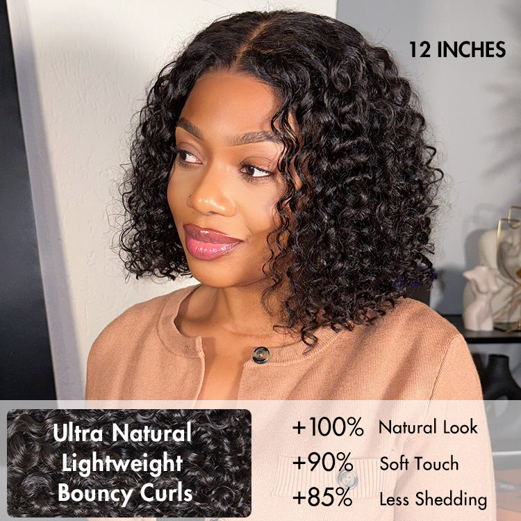 Brown Highlight / Natural Black / Blonde Highlight Deep Curly Glueless 5x5 Closure Pre-Cut Lace Wig Breathable Cap