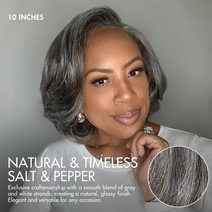 Boss Vibe Salt & Pepper Layered Bob / Body Wave Glueless Pre-Cut Minimalist Lace Grey Wig