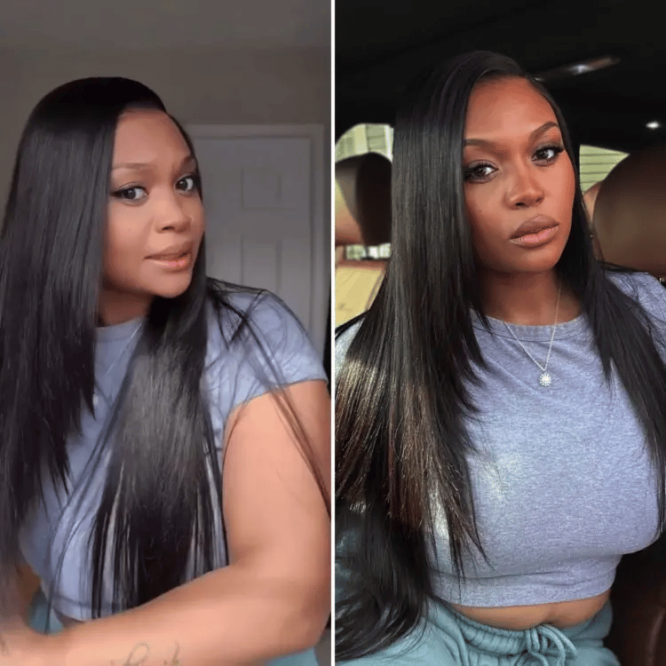 Luvme All-Day Comfort™ Wig 180% Density Layered Light Yaki Straight / Loose Body Wave Glueless 7x6 Closure HD Lace Human Hair Wig Pre-Cut Lace