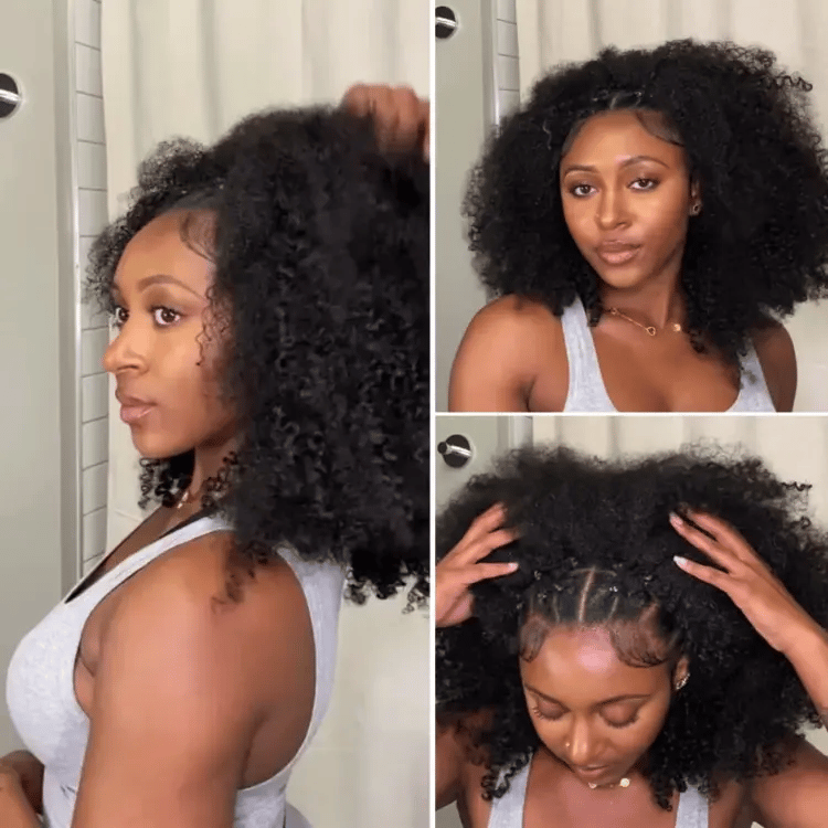 Luvme Too Easy Texture™ 3-In-1 Half Wig 180% Density Kinky Curly / Yaki Straight Glueless Flexi-Fit Drawstring Wig