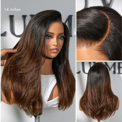 Luvme All-Day Comfort™ Wig 180% Density Layered Light Yaki Straight / Loose Body Wave Glueless 7x6 Closure HD Lace Human Hair Wig Pre-Cut Lace