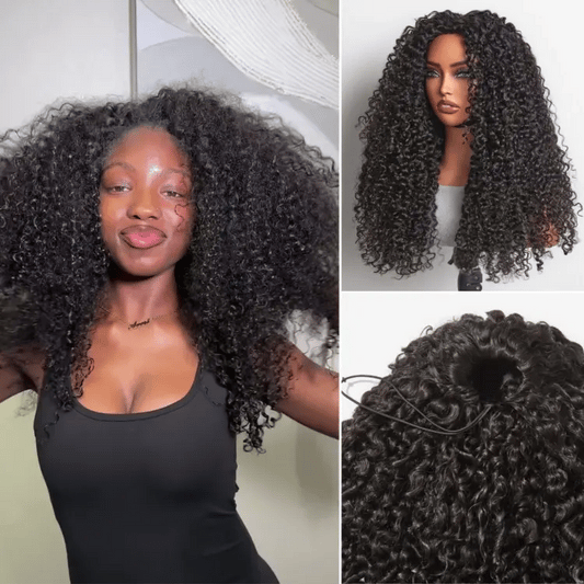 Luvme Too Easy Texture™ 180% Density Messy Burmese Curly Half Wig Glueless Flexi-Fit Drawstring Wig Beginner Friendly