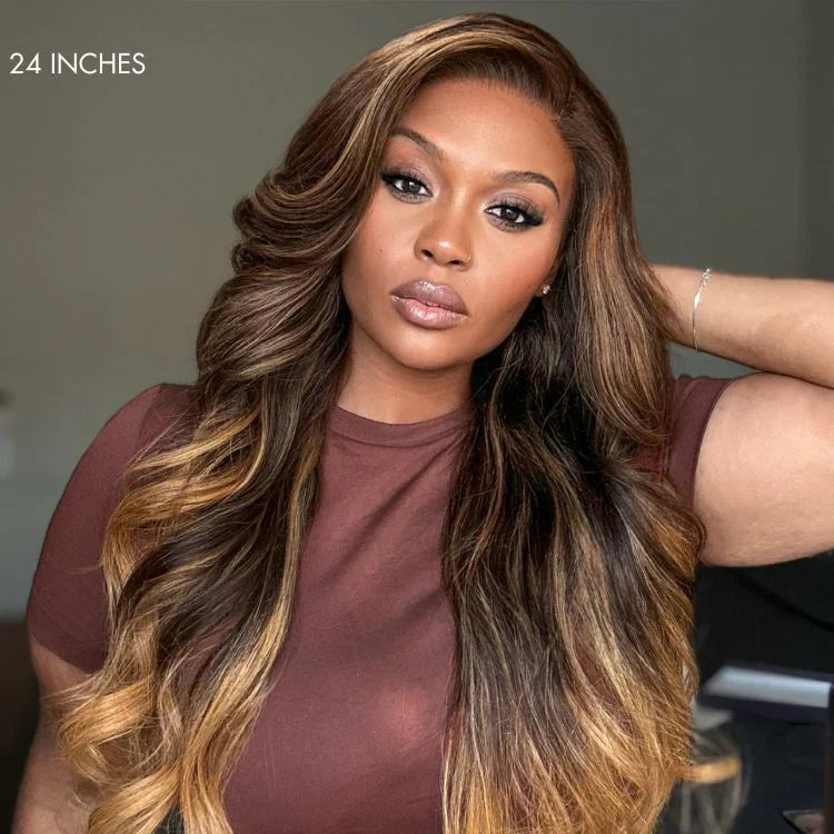 Luvme All-Day Comfort™ Wig 180% Density Loose Body Wave Glueless 7x6 Closure HD Lace Human Hair Wig with Bangs Pre-Cut Lace