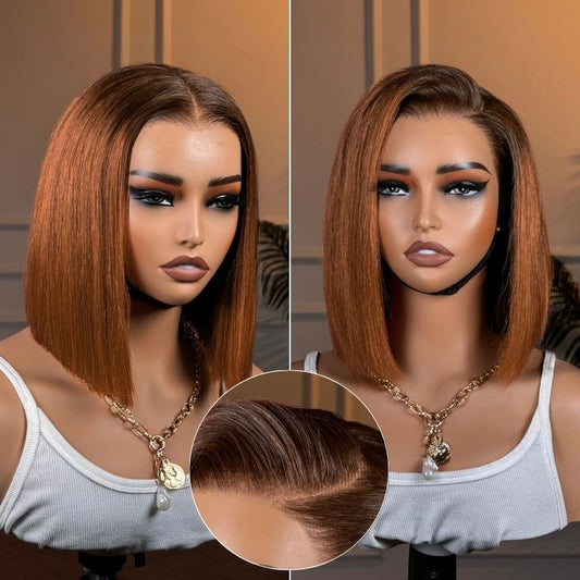 Blunt Cut Bob Wig – Ginger Ombre & 13x4 Lace