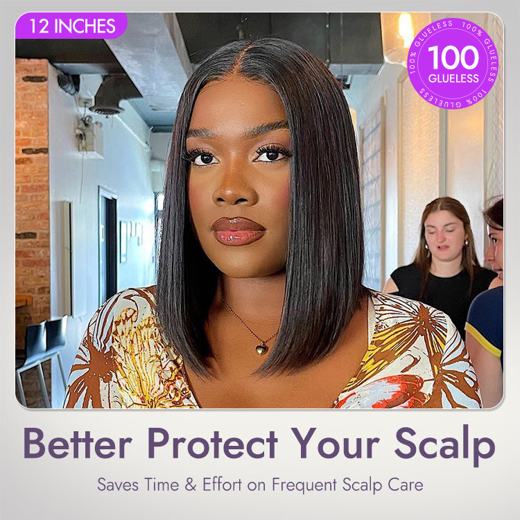 Glueless 4x4 Closure Undetectable HD Lace Bob Wig 100% Human Hair | Pre-bleached Knots