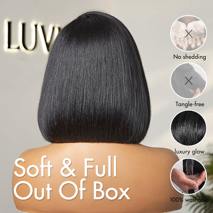 Put On & Go Blunt Cut Straight Bob Minimalist HD Lace Glueless C Part Wig