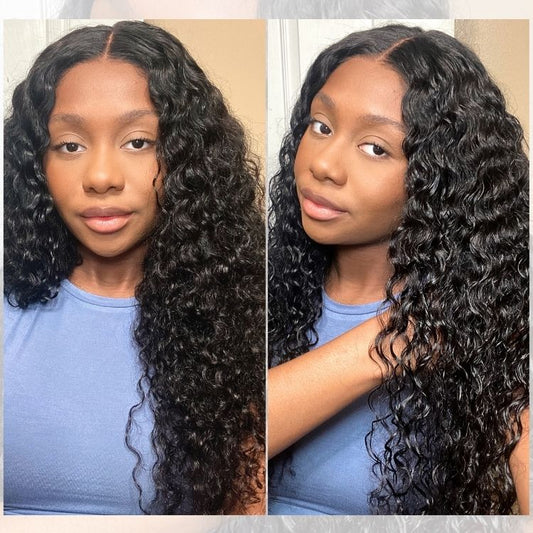 Water Wave Glueless 5x5 Closure Pre-Cut Lace Wet and Wavy Human Hair Wig Breathable Cap
