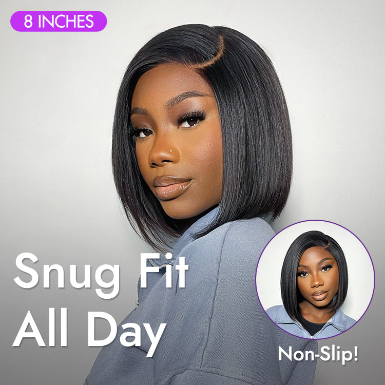 Put On & Go Blunt Cut Straight Bob Minimalist HD Lace Glueless C Part Wig