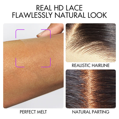 Blonde Highlight Short Curly Glueless Minimalist HD Lace Human Hair Wig