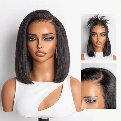 PreMax Wigs | Super Natural Hairline Silky Blunt Cut Bob Glueless 13x4 Frontal Lace Human Hair Short Wig Pre-Cut Lace