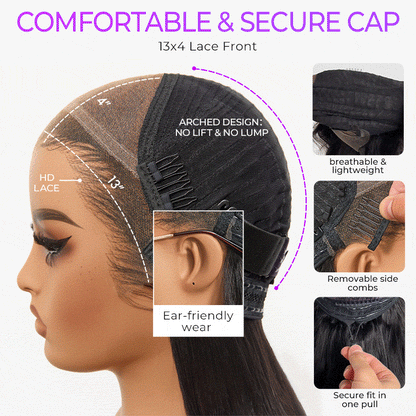 PreMax Wigs | Super Natural Hairline Silky Blunt Cut Bob Glueless 13x4 Frontal Lace Human Hair Short Wig Pre-Cut Lace