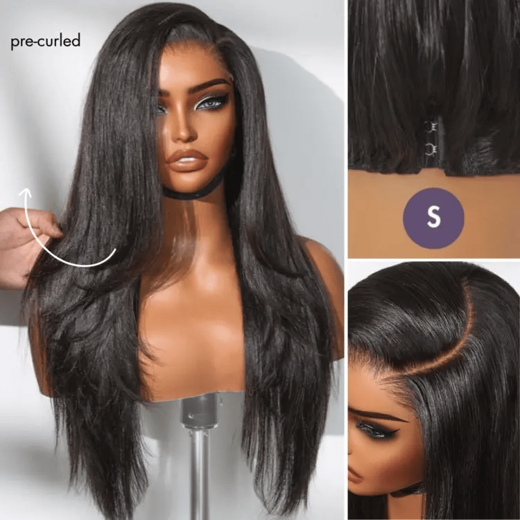 Luvme All-Day Comfort™ Wig 180% Density Layered Light Yaki Straight / Loose Body Wave Glueless 7x6 Closure HD Lace Human Hair Wig Pre-Cut Lace