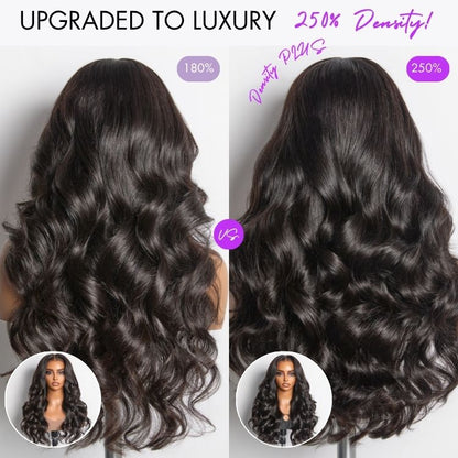 NatureMAX™ 200% / 250% Density Loose Wave Glueless Ear-to-ear 13x4 HD Lace Front Wig Pre-Cut Lace Flexi-Fit Drawstring Cap