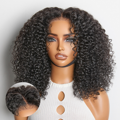 Beginner Friendly 180% Density Glueless 5x5 Closure Pre-Cut Lace Afro Curly Wig Flexi-Fit Drawstring Cap