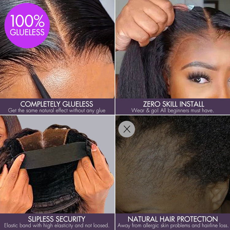 Beginner Friendly 180% Density Glueless 5x5 Closure Pre-Cut Lace Afro Curly Wig Flexi-Fit Drawstring Cap