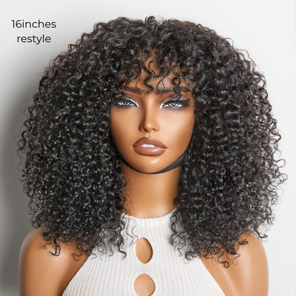 Beginner Friendly 180% Density Glueless 5x5 Closure Pre-Cut Lace Afro Curly Wig Flexi-Fit Drawstring Cap
