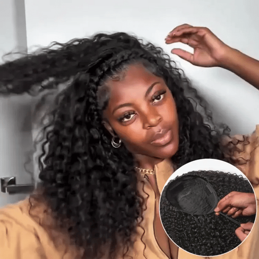 Luvme Too Easy Texture™ 3-In-1 Half Wig 180% Density Water Wave Glueless Flexi-Fit Drawstring Wig